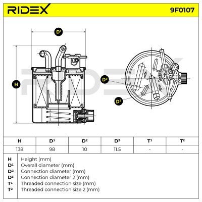 Filtr Paliwa RIDEX 9F0107 9F0107 - foto 5