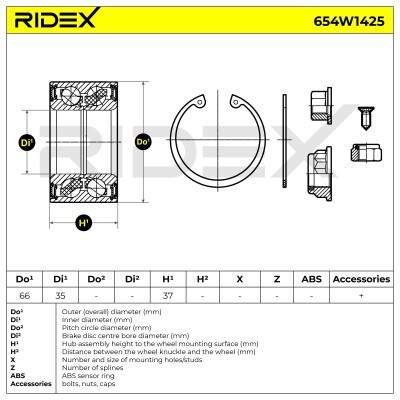 Łożysko Koła RIDEX 654W1425 654W1425 - foto 5