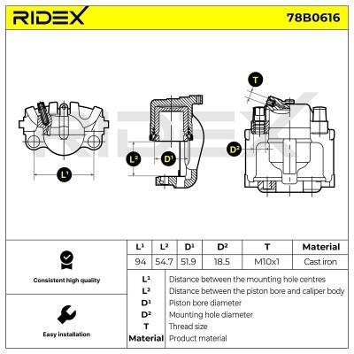 Zacisk Hamulcowy RIDEX 78B0616 78B0616 - foto 5