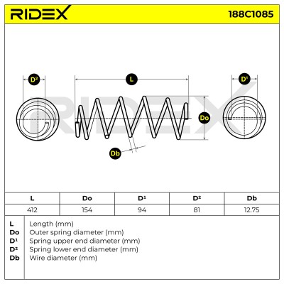 Sprężyna Zawieszenia RIDEX 188C1085 188C1085 - foto 5