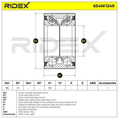 Łożysko Koła RIDEX 654W1249 654W1249 - foto 6