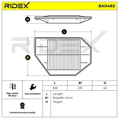 Filtr Powietrza RIDEX 8A0482 8A0482 - foto 6