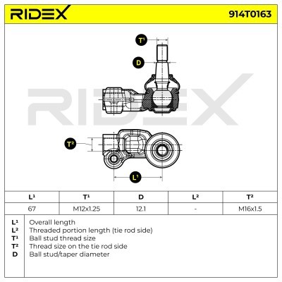 Końcówka drążka kierowniczego RIDEX 914T0163 914T0163 - foto 5