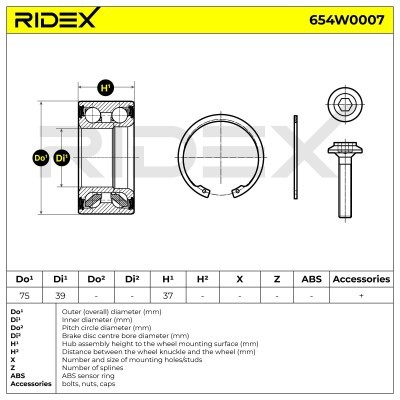 Łożysko Koła RIDEX 654W0007 654W0007 - foto 2