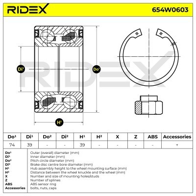 Łożysko Koła RIDEX 654W0603 654W0603 - foto 3