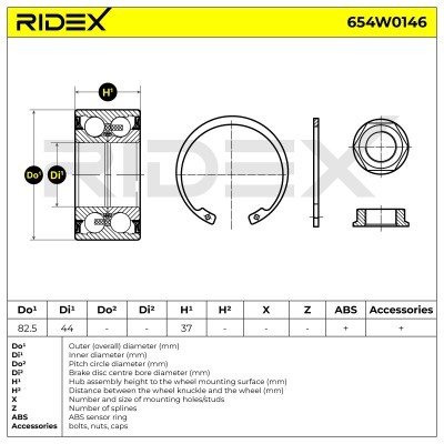Łożysko Koła RIDEX 654W0146 654W0146 - foto 2