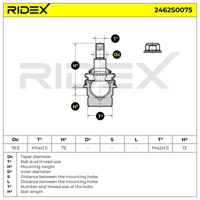 Sworzeń wahacza RIDEX 2462S0075 2462S0075 - foto 5
