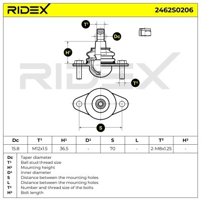 Sworzeń wahacza RIDEX 2462S0206 2462S0206 - foto 5