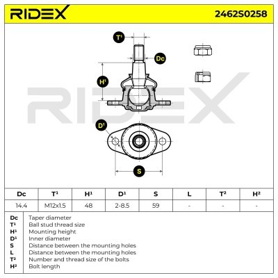 Sworzeń wahacza RIDEX 2462S0258 2462S0258 - foto 5