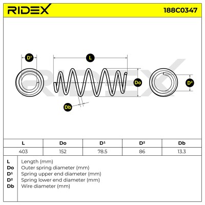 Sprężyna Zawieszenia RIDEX 188C0347 188C0347 - foto 7