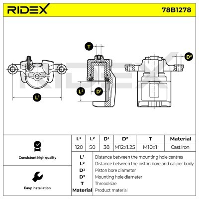 Zacisk Hamulcowy RIDEX 78B1278 78B1278 - foto 6