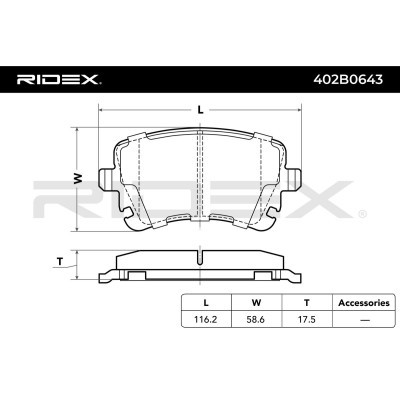 Klocki hamulcowe RIDEX 402B0643 402B0643 - foto 3