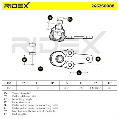 Sworzeń wahacza RIDEX 2462S0088 2462S0088 - foto 8
