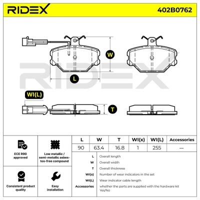 Klocki hamulcowe RIDEX 402B0762 402B0762 - foto 6