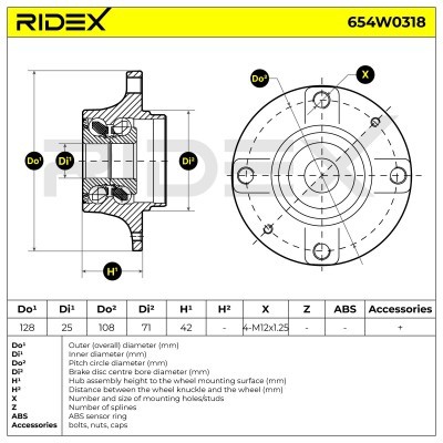 Łożysko Koła RIDEX 654W0318 654W0318 - foto 2