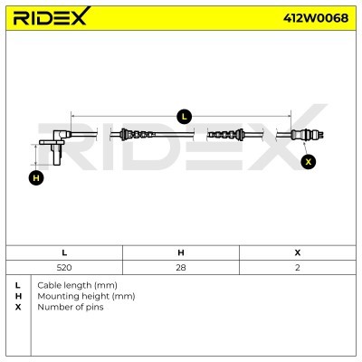 Czujnik ABS RIDEX 412W0068 412W0068 - foto 6