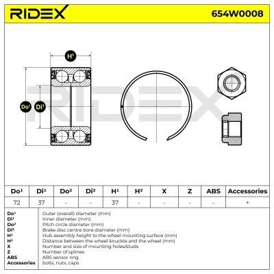 Łożysko Koła RIDEX 654W0008 654W0008 - foto 2