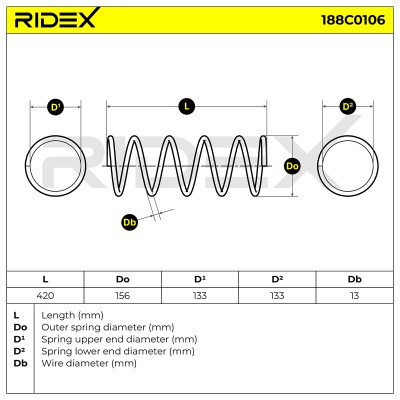 Sprężyna Zawieszenia RIDEX 188C0106 188C0106 - foto 5