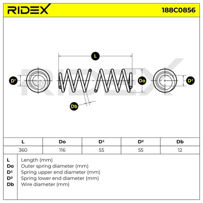 Sprężyna Zawieszenia RIDEX 188C0856 188C0856 - foto 5