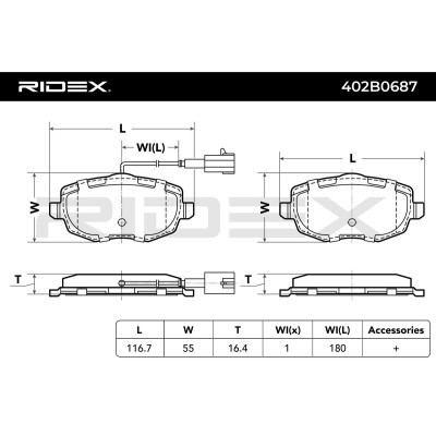 Klocki hamulcowe RIDEX 402B0687 402B0687 - foto 3