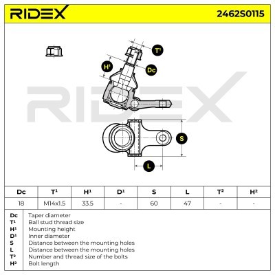 Sworzeń wahacza RIDEX 2462S0115 2462S0115 - foto 5