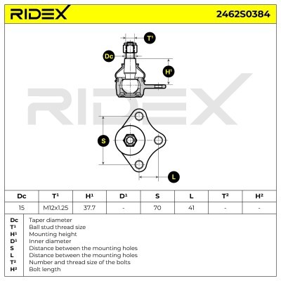 Sworzeń wahacza RIDEX 2462S0384 2462S0384 - foto 5