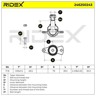 Sworzeń wahacza RIDEX 2462S0243 2462S0243 - foto 7