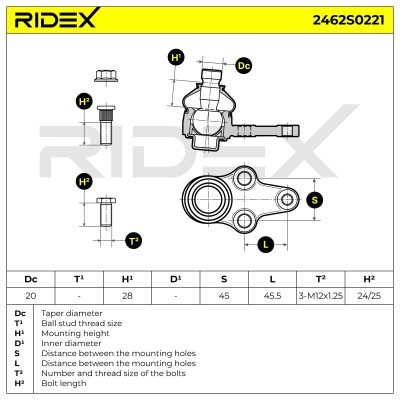 Sworzeń wahacza RIDEX 2462S0221 2462S0221 - foto 5