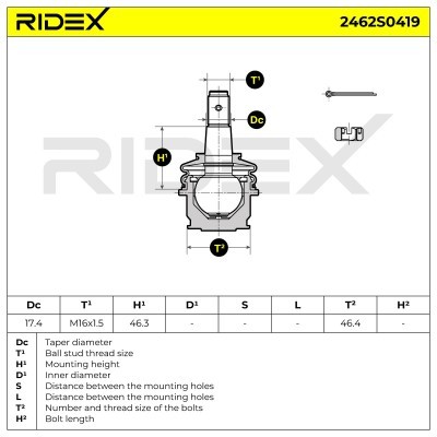 Sworzeń wahacza RIDEX 2462S0419 2462S0419 - foto 6