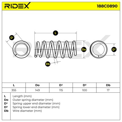 Sprężyna Zawieszenia RIDEX 188C0890 188C0890 - foto 5