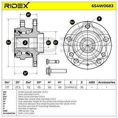 Łożysko Koła RIDEX 654W0683 654W0683 - foto 6