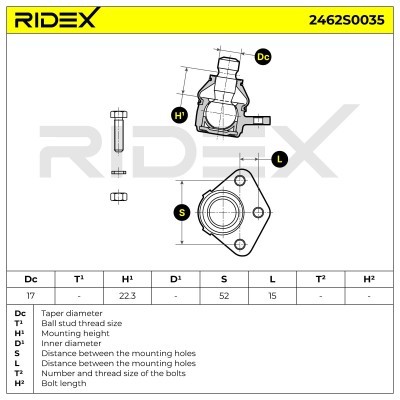 Sworzeń wahacza RIDEX 2462S0035 2462S0035 - foto 7