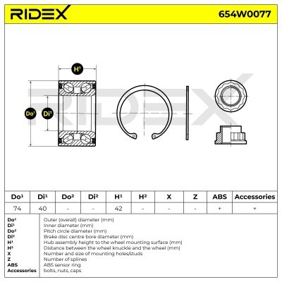 Łożysko Koła RIDEX 654W0077 654W0077 - foto 2