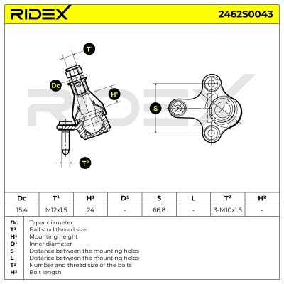 Sworzeń wahacza RIDEX 2462S0043 2462S0043 - foto 6