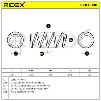 Sprężyna Zawieszenia RIDEX 188C0800 188C0800 - foto 4