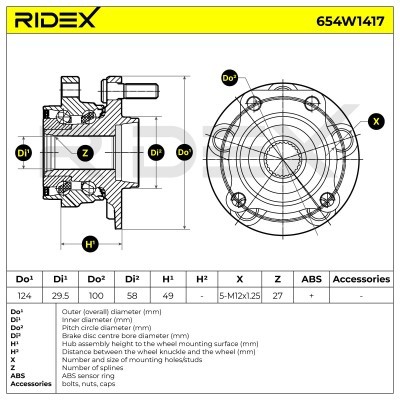 Łożysko Koła RIDEX 654W1417 654W1417 - foto 6