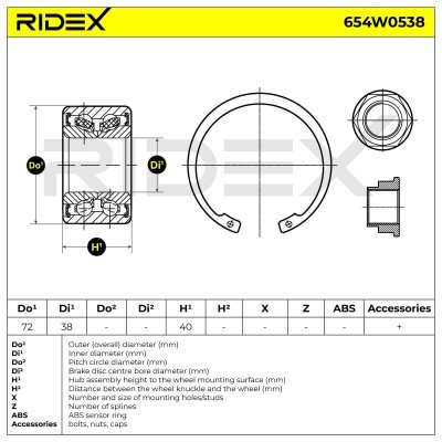 Łożysko Koła RIDEX 654W0538 654W0538 - foto 3