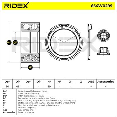 Łożysko Koła RIDEX 654W0299 654W0299 - foto 2