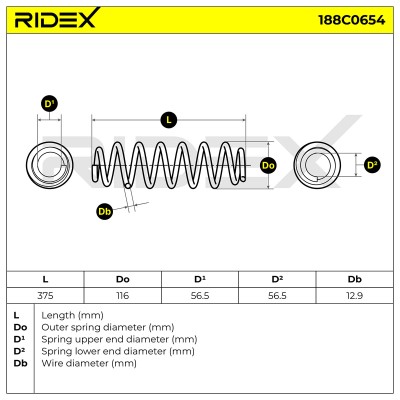 Sprężyna Zawieszenia RIDEX 188C0654 188C0654 - foto 6