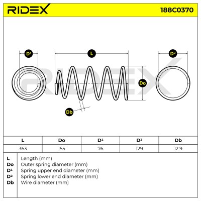 Sprężyna Zawieszenia RIDEX 188C0370 188C0370 - foto 5