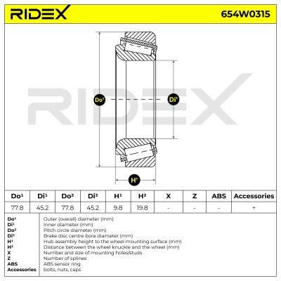 Łożysko Koła RIDEX 654W0315 654W0315 - foto 3