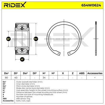 Łożysko Koła RIDEX 654W0624 654W0624 - foto 3
