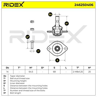 Sworzeń wahacza RIDEX 2462S0406 2462S0406 - foto 5