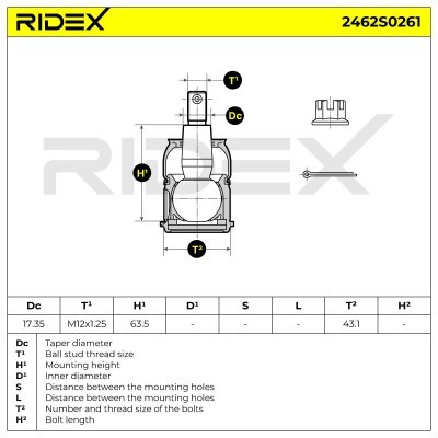 Sworzeń wahacza RIDEX 2462S0261 2462S0261 - foto 6