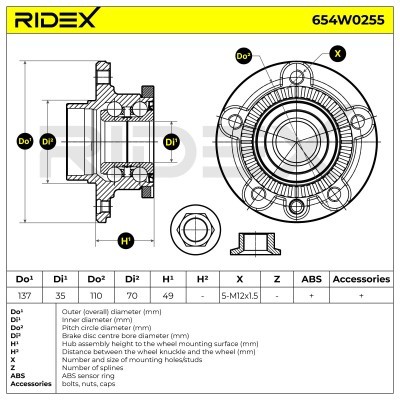 Łożysko Koła RIDEX 654W0255 654W0255 - foto 5