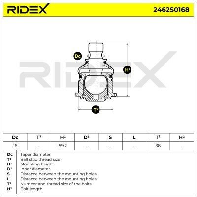 Sworzeń wahacza RIDEX 2462S0168 2462S0168 - foto 5