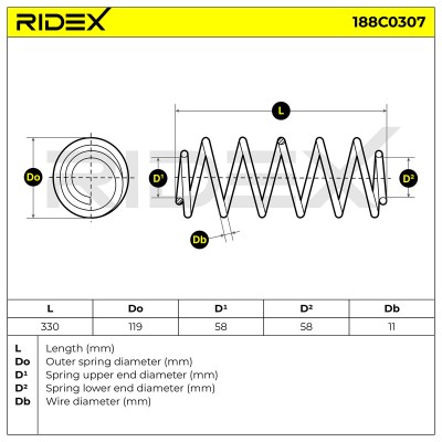 Sprężyna Zawieszenia RIDEX 188C0307 188C0307 - foto 5