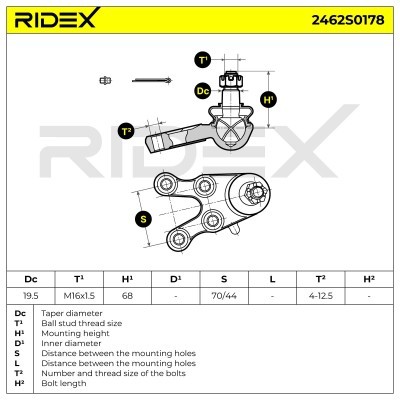 Sworzeń wahacza RIDEX 2462S0178 2462S0178 - foto 7