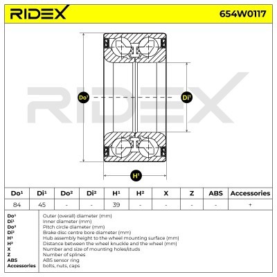 Łożysko Koła RIDEX 654W0117 654W0117 - foto 3