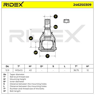 Sworzeń wahacza RIDEX 2462S0309 2462S0309 - foto 5